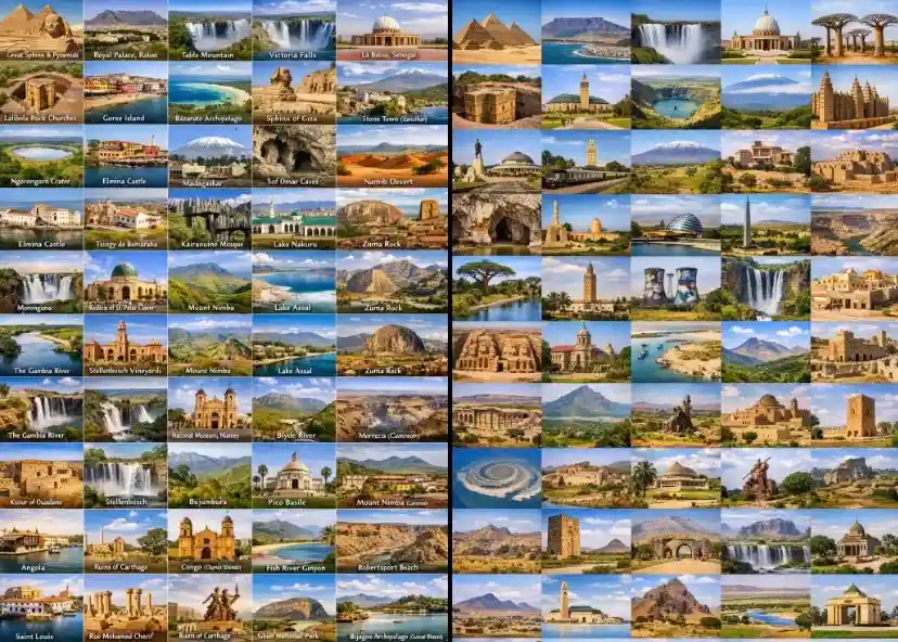 African landmarks collage